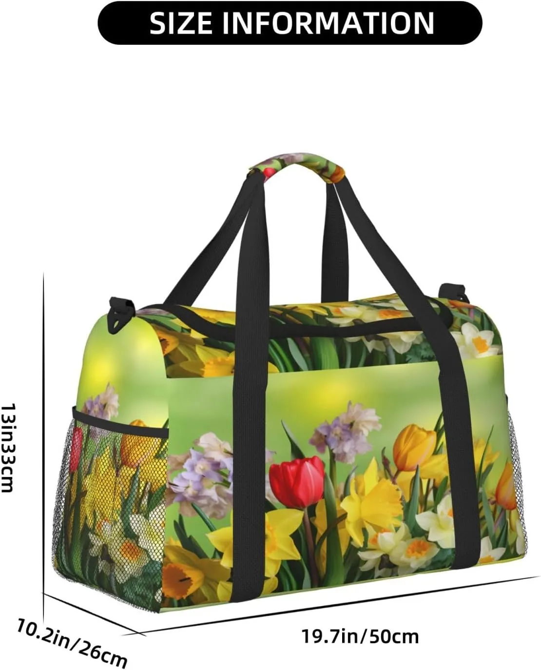Colourful Flowers Tulips Travel Weekender Overnight Bags Foldable Hand Travel Bag Sport Gym Duffel Bag For Men Women