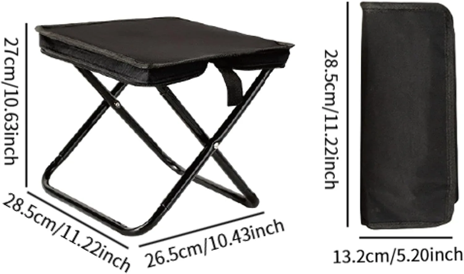 Compact Folding Chair for Camping and Outdoor Activities, Black 28.5x26.5x27cm