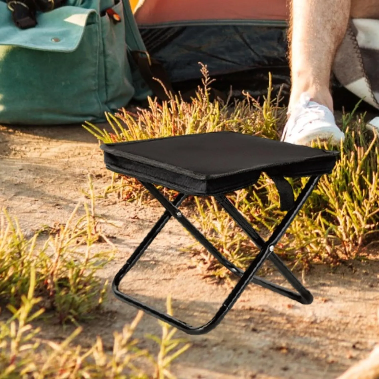 Compact Folding Chair for Camping and Outdoor Activities, Black 28.5x26.5x27cm