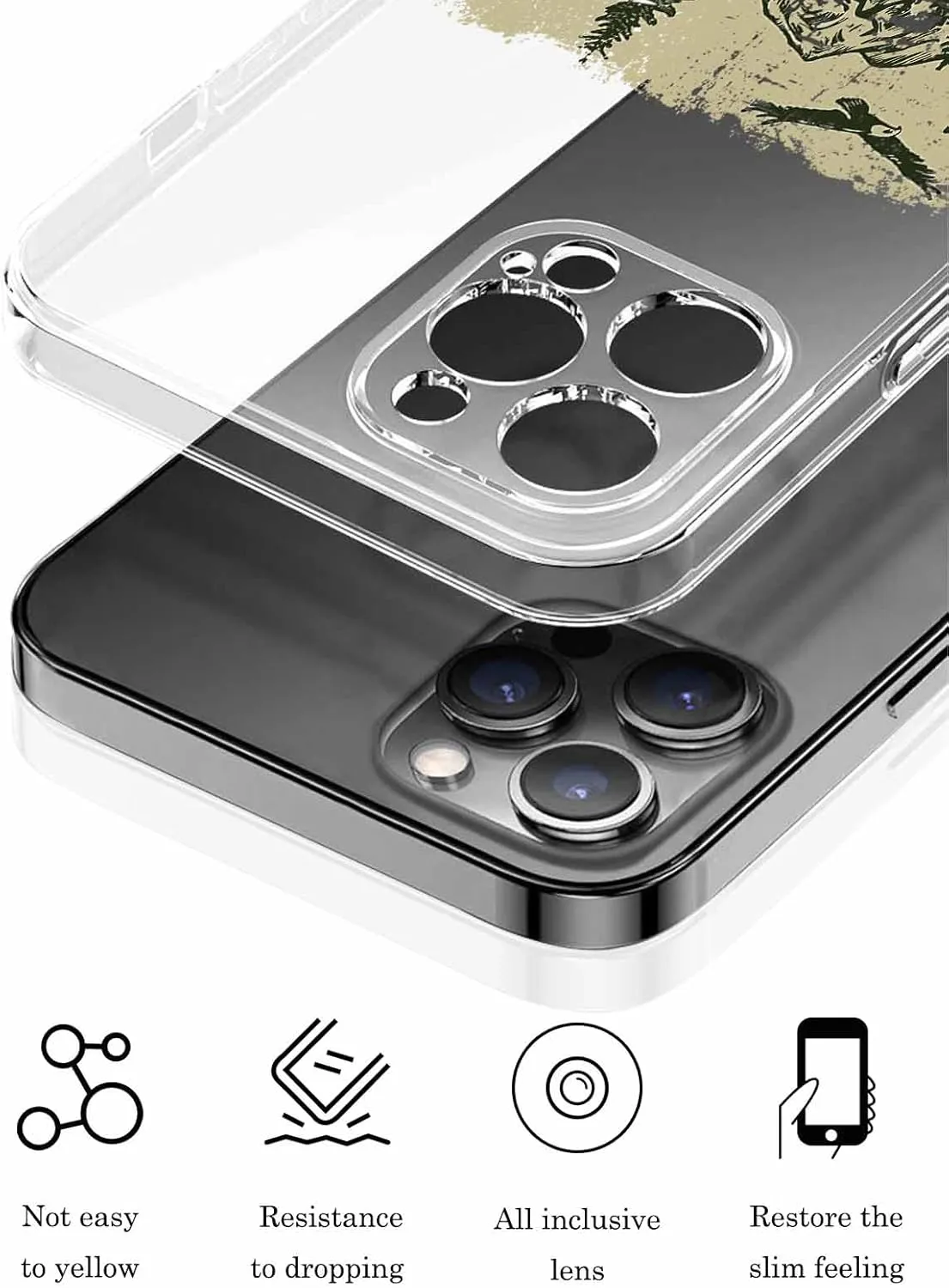 Compatible with iPhone 16 Pro Max Case 6.7 inch, Retro Buggy Green Theme Moutain Forest Western Retro Clear Phone Case Ultra Thin Anti-Scratch Transparent Phone Cover Shockproof Protective TPU Cover