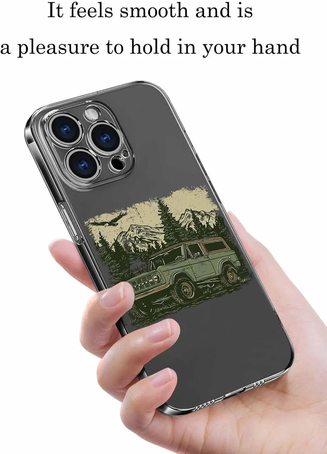 Compatible with iPhone 16 Pro Max Case 6.7 inch, Retro Buggy Green Theme Moutain Forest Western Retro Clear Phone Case Ultra Thin Anti-Scratch Transparent Phone Cover Shockproof Protective TPU Cover