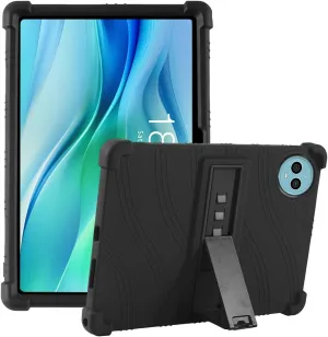 Compatible with TECLAST P50 2024 Model 11 inch Tablet Case Shockproof Soft Silicone Case, Lightweight Anti-Slip Kids Friendly Protective Cover with Kickstand for TECLAST P50 / P50S (Black)