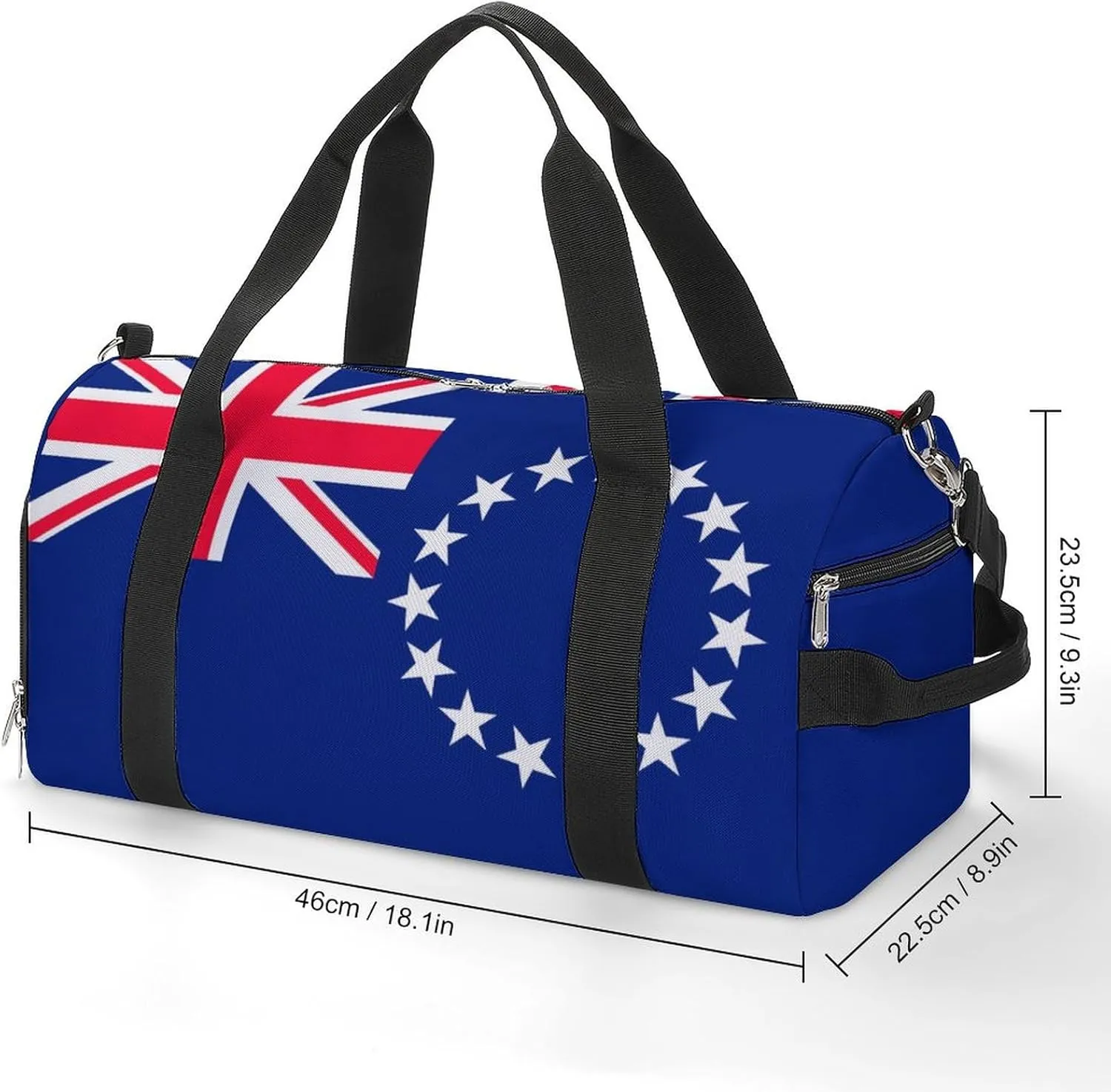 Cook Lslands Flag Gym Bag with Shoe Compartment and Wet Pocket Travel Duffel for Sports