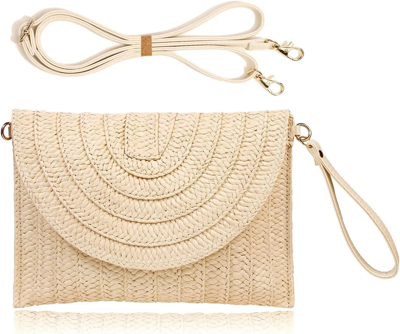 COOKOOKY Straw Clutch Handbag Summer Beach Straw Purse for Women woven Envelope Bag