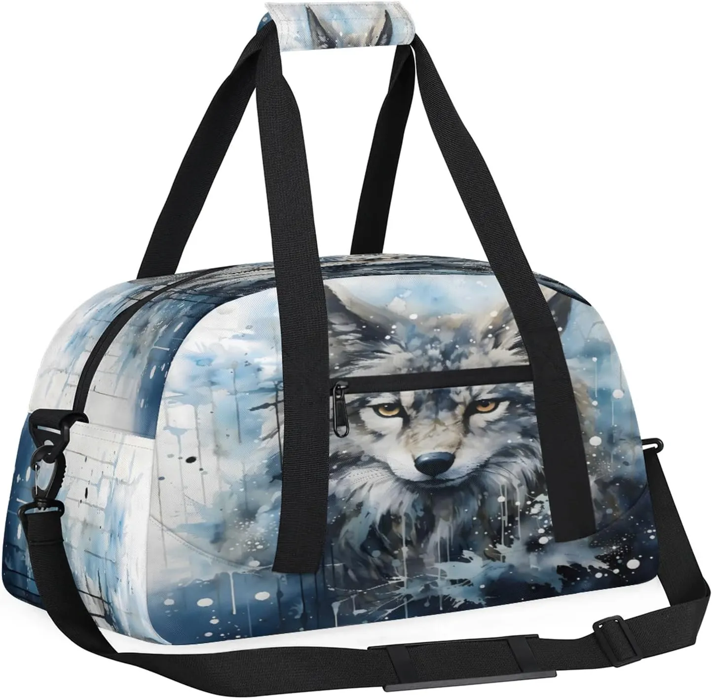 Cool Wolf Small Gym Bag 18 inch Carry On Duffel Bag for Weekender Travel Sports Workout Yoga Gymnastics Dance Ballet