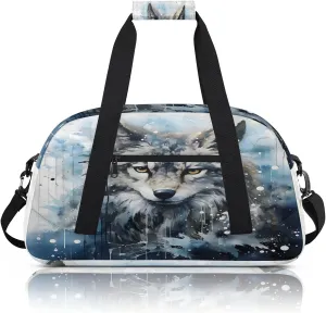 Cool Wolf Small Gym Bag 18 inch Carry On Duffel Bag for Weekender Travel Sports Workout Yoga Gymnastics Dance Ballet
