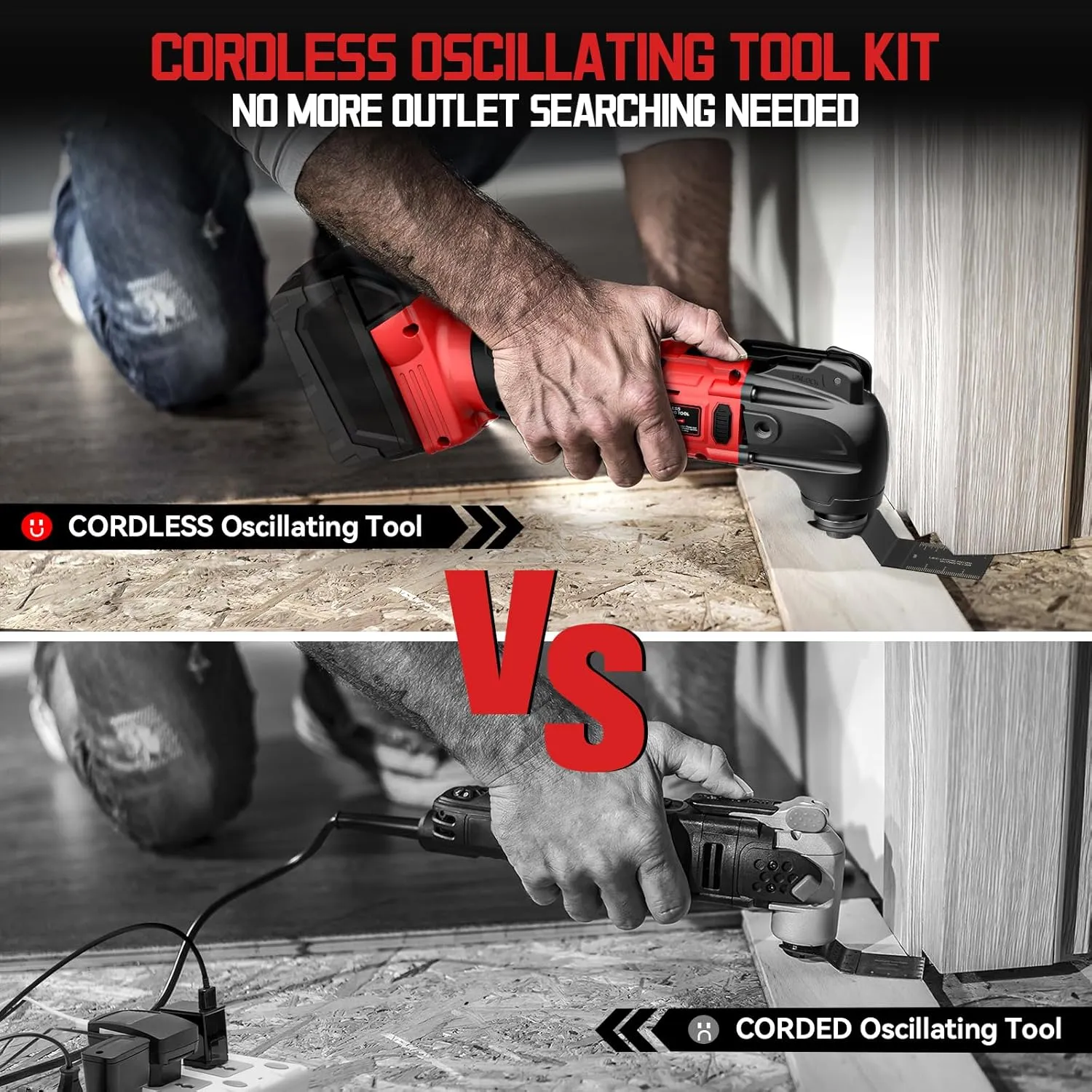 Cordless Oscillating Tool Compatible with Milwaukee 18V Battery, Brushless-Motor Tool with Auxiliary Handle, Oscillating Multi-Tool for Scraping, Sanding,Cutting Wood(Battery Not Included)