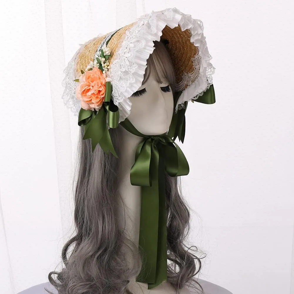 COSDREAMER Girls Women Victorian Tea Party Sun Hat Bows Flowers Straw Hats