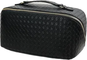 Cosmetic Bags Travel Makeup Bag for Women, Large Wide-open Waterproof Portable PU Leather Makeup Organizer Storage Toiletry Bag