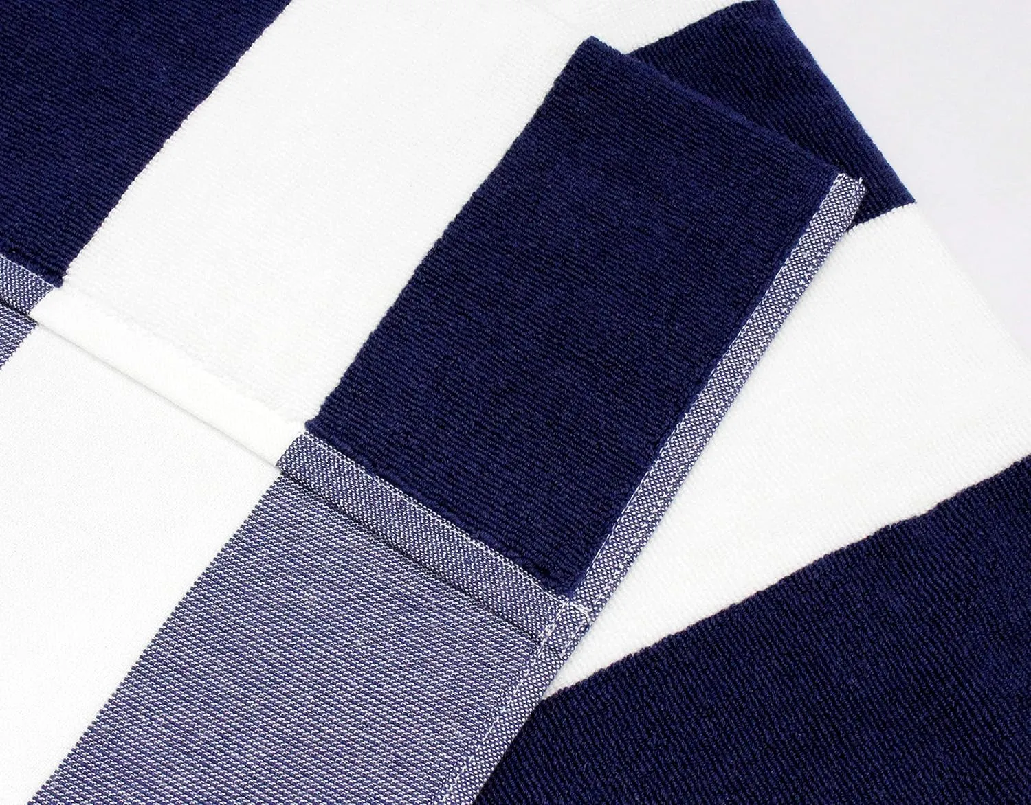COTTON CRAFT Pool Lounge Chair Cover - 2 Pack - Chaise Beach Picnic Spa Towel - Cabana Stripe - Soft Premium Ringspun Terry Cotton - Oversized - 32 inch Wide x 82 inch Long with 7 inch Pocket – Navy