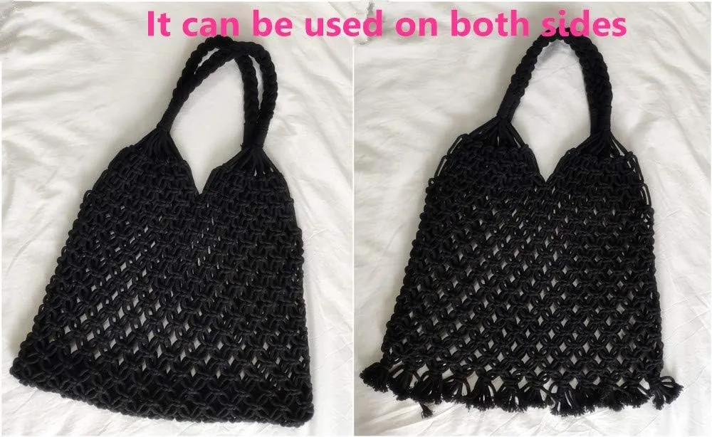 Cotton Rope Travel Beach Fishing Net Handbag Shopping Woven Shoulder Bag for Women