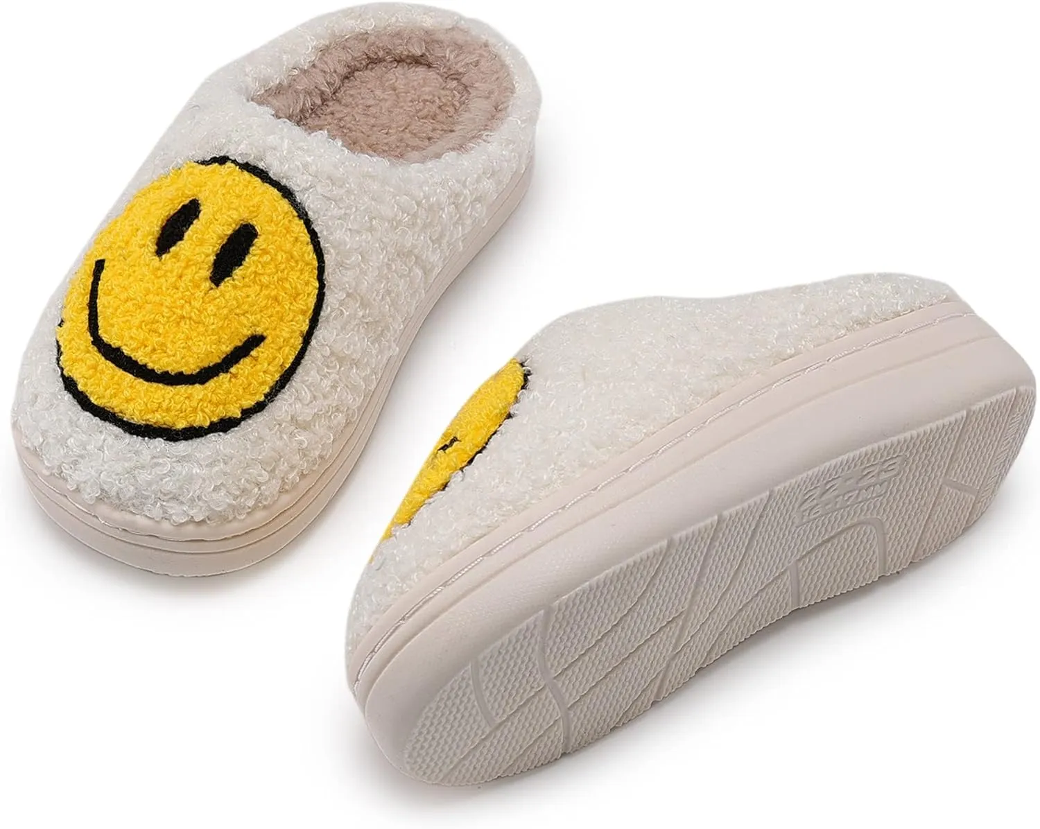 COVS Cute Kids Smile Face Slippers for Girls Boys Soft Plush Non-Slip Toddler House Slippers Little kids smile slippers Indoor Outdoor