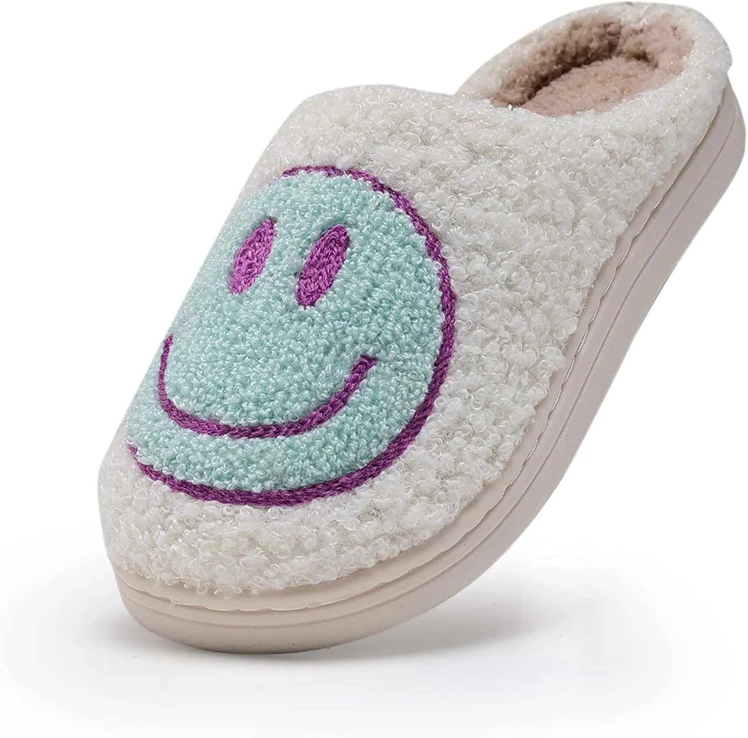 COVS Cute Kids Smile Face Slippers for Girls Boys Soft Plush Non-Slip Toddler House Slippers Little kids smile slippers Indoor Outdoor