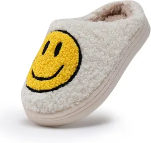 COVS Cute Kids Smile Face Slippers for Girls Boys Soft Plush Non-Slip Toddler House Slippers Little kids smile slippers Indoor Outdoor