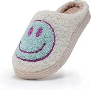 COVS Cute Kids Smile Face Slippers for Girls Boys Soft Plush Non-Slip Toddler House Slippers Little kids smile slippers Indoor Outdoor