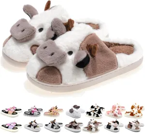 Cow Slippers For Women and Men Fluffy Cute Cozy House Slippers Indoor and Outdoor