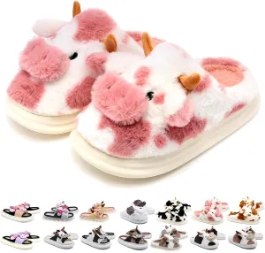 Cow Slippers For Women and Men Fluffy Cute Cozy House Slippers Indoor and Outdoor
