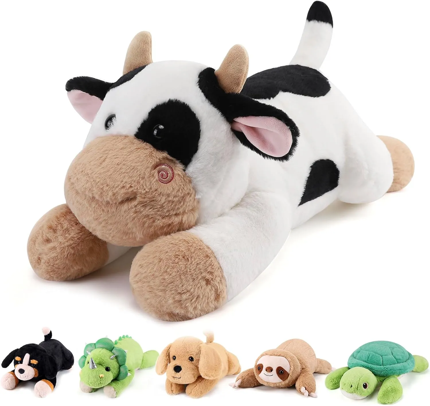 Cow Weighted Stuffed Animals - 22 Inch 4.5 Pounds Weighted Plushies Cow Stuffed Animals - Big Plush Pillow - Cute Plush Toys Gifts for Kids & Adults (22" 4.5 lbs)