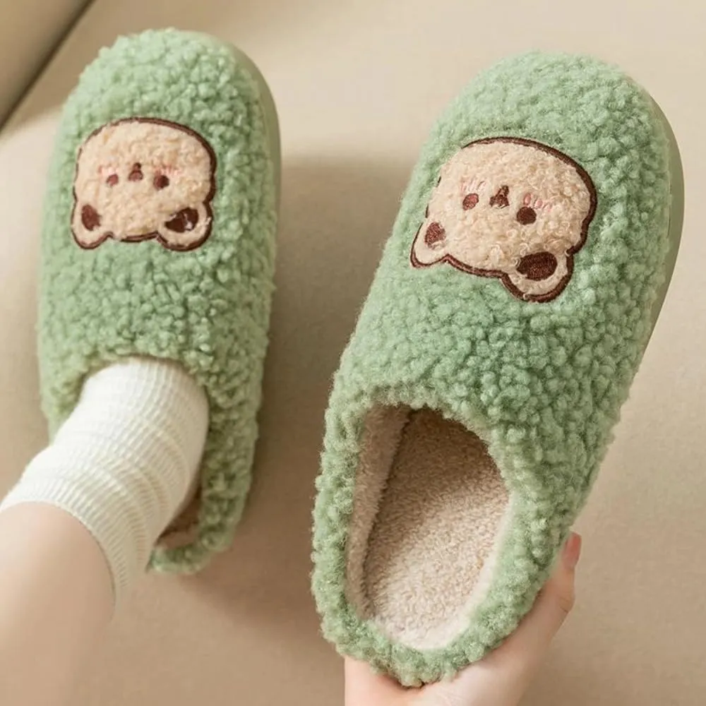 Cozy Bear Slippers Comfy Autumn Winter Slippers, Fuzzy Plush Winter Indoor Outdoor Cartoon