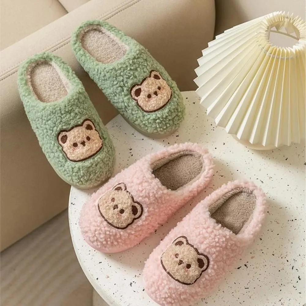 Cozy Bear Slippers Comfy Autumn Winter Slippers, Fuzzy Plush Winter Indoor Outdoor Cartoon