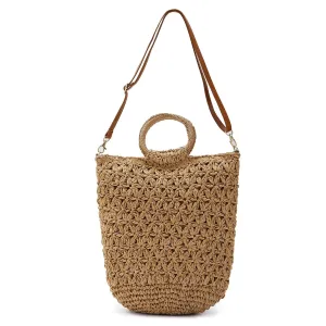 Crafted Woven Large Capacity Single-Shoulder Bag for Women - Handbag, Literary-Inspired Straw Tote for Everyday Use