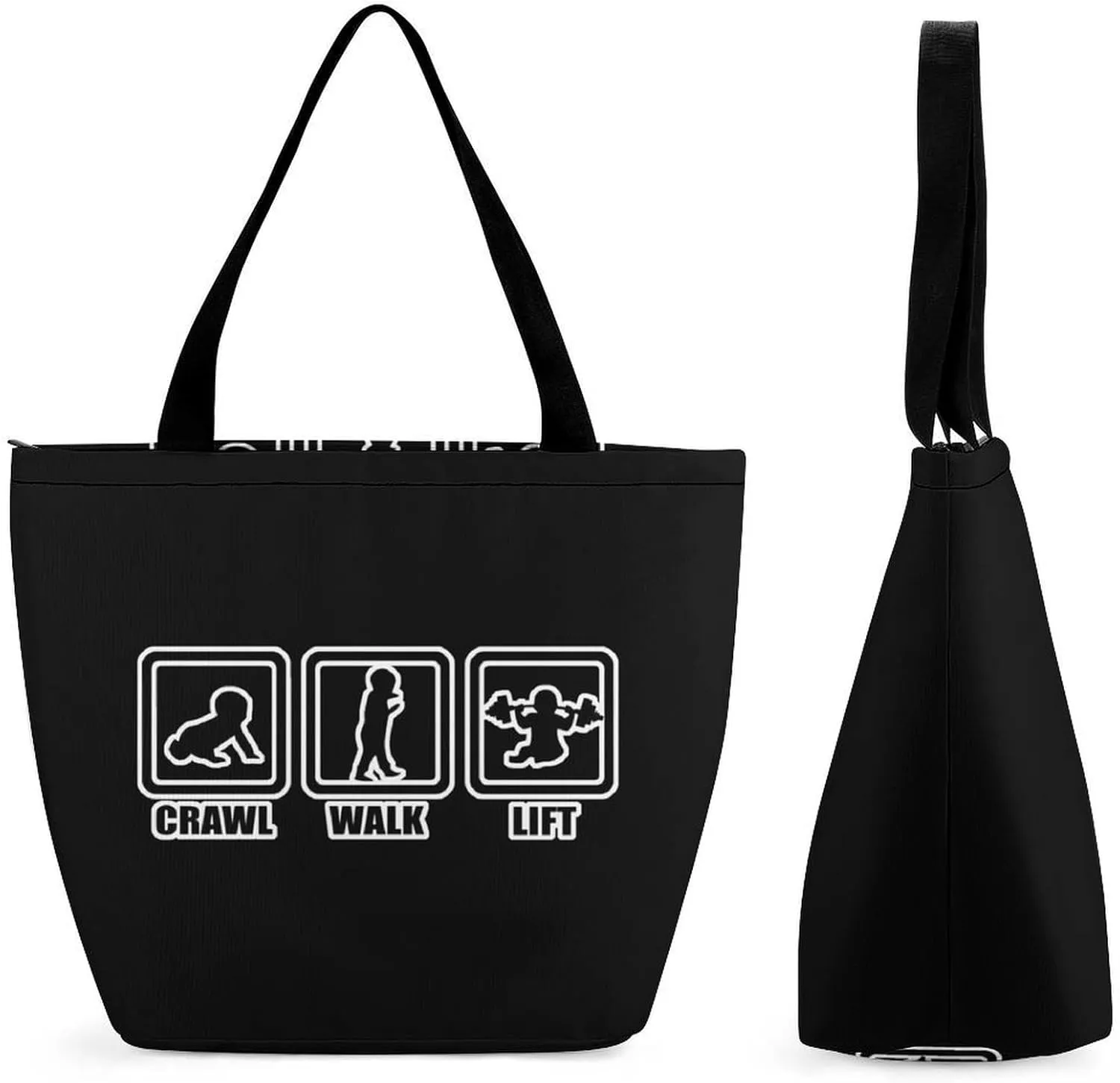 Crawl Walk Lift Women's Shopping Grocery Tote Bag Handbags Large Shoulder Bags Work Business Travel