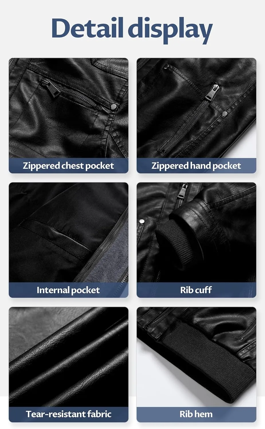 CREATMO US Women's Faux Leather Jacket Waterproof Motorcycle Bomber Jacket Vintage PU Moto Biker Coat With Removable Hood