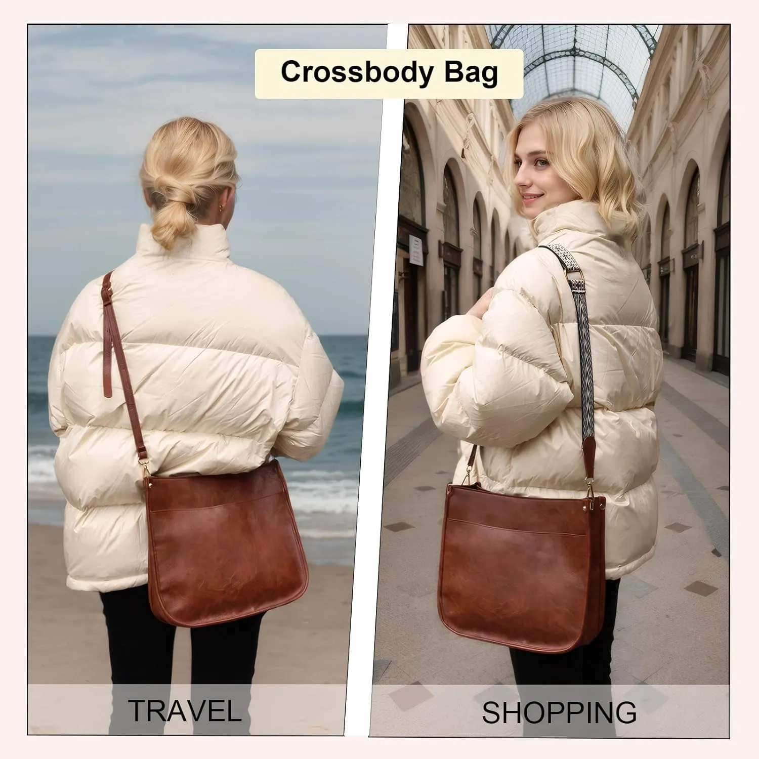 Crossbody Bags for Women Handbags Shoulder Bag with Adjustable Strap Women's Crossbody Purses Vegen Leather Hobo Bags