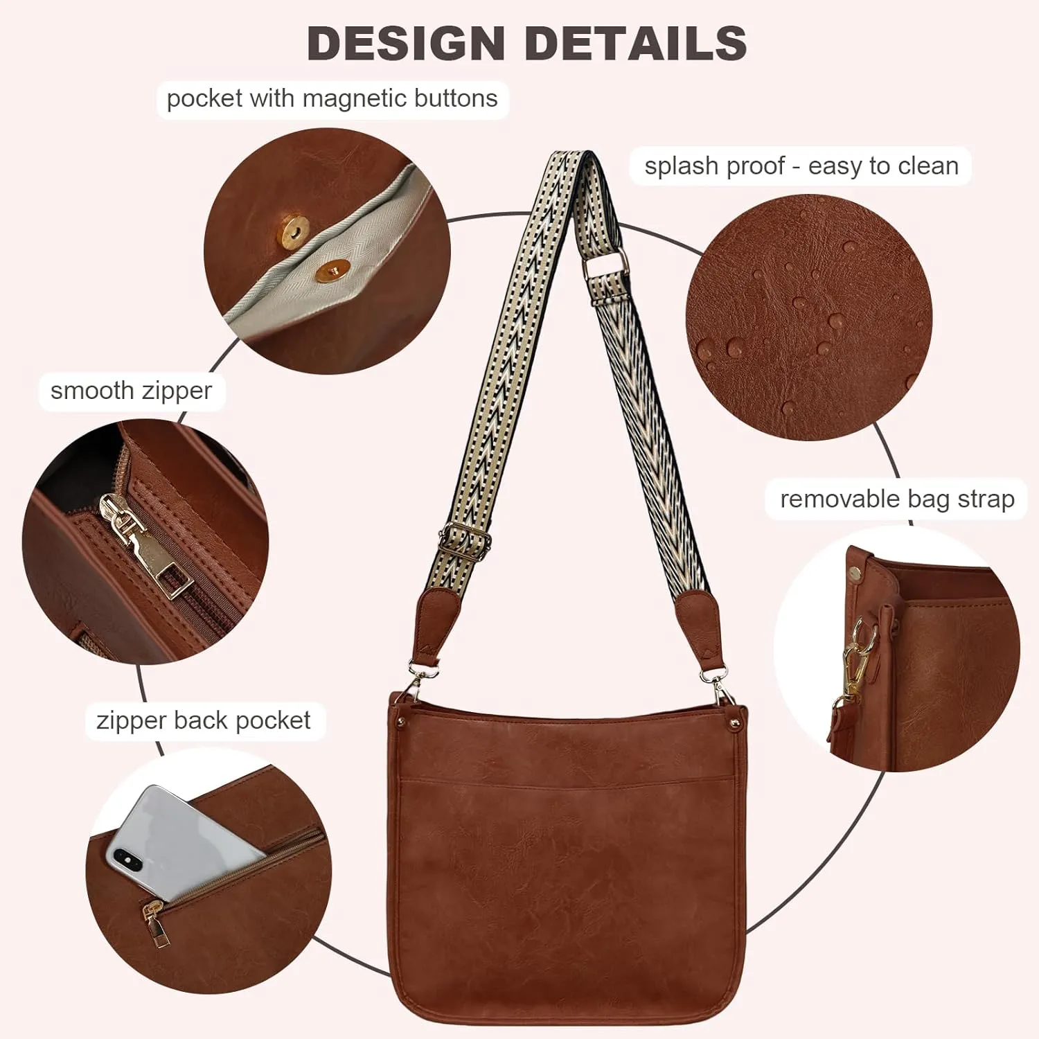 Crossbody Bags for Women Handbags Shoulder Bag with Adjustable Strap Women's Crossbody Purses Vegen Leather Hobo Bags
