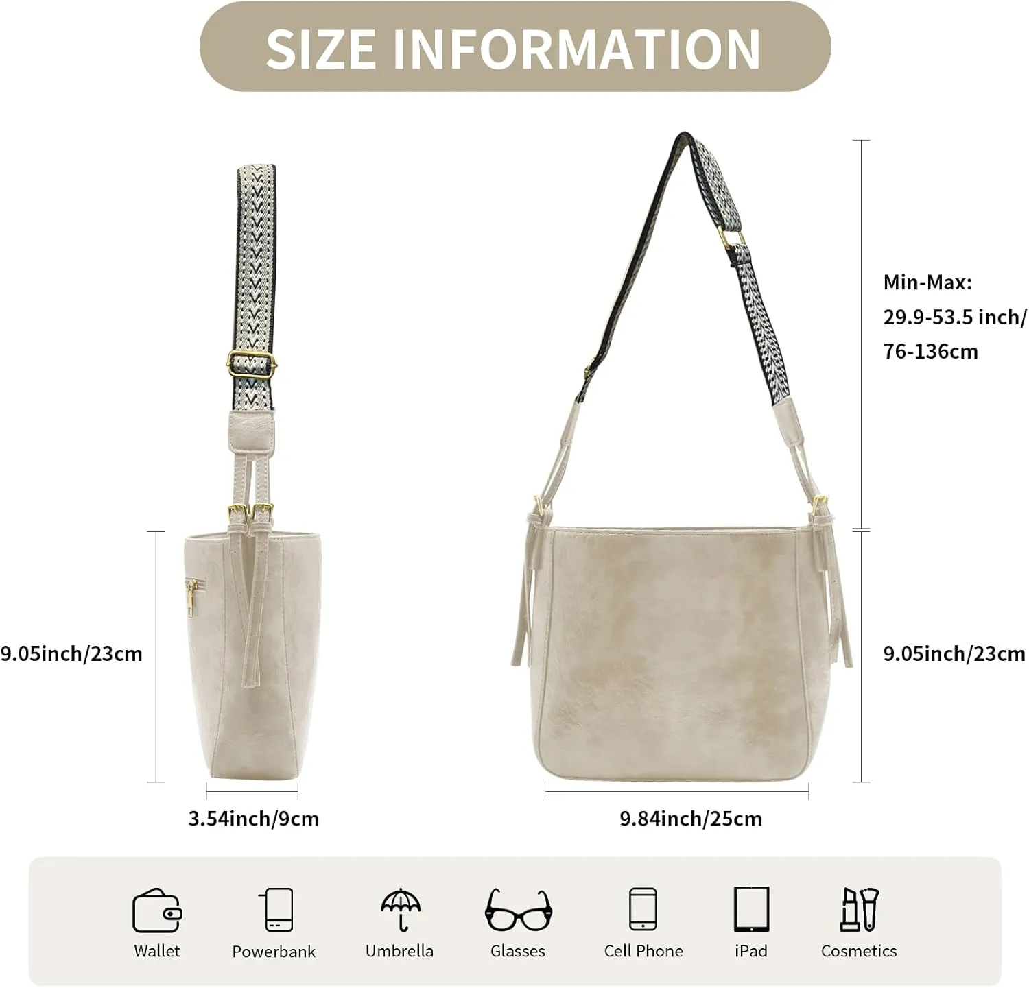 Crossbody Purses for Women Trendy Hobo Bag Vegan Leather Shoulder Hand Bag Hobo Guitar Strap Purse Satchel Bags