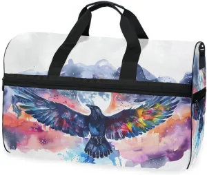 Crow Sketch Travel Duffel Bag Luggage Sports Gym Bags With Shoes Compartment Large Capacity Lightweight Duffle Bag For Men Women