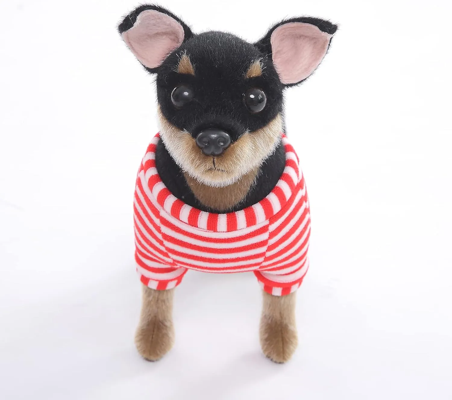 CU-MATE 10 inch Doberman Pinscher Dog Stuffed Animal - Black and Tan Lifelike & Realistic Plush Toy Puppy Dog Standing Present Gift