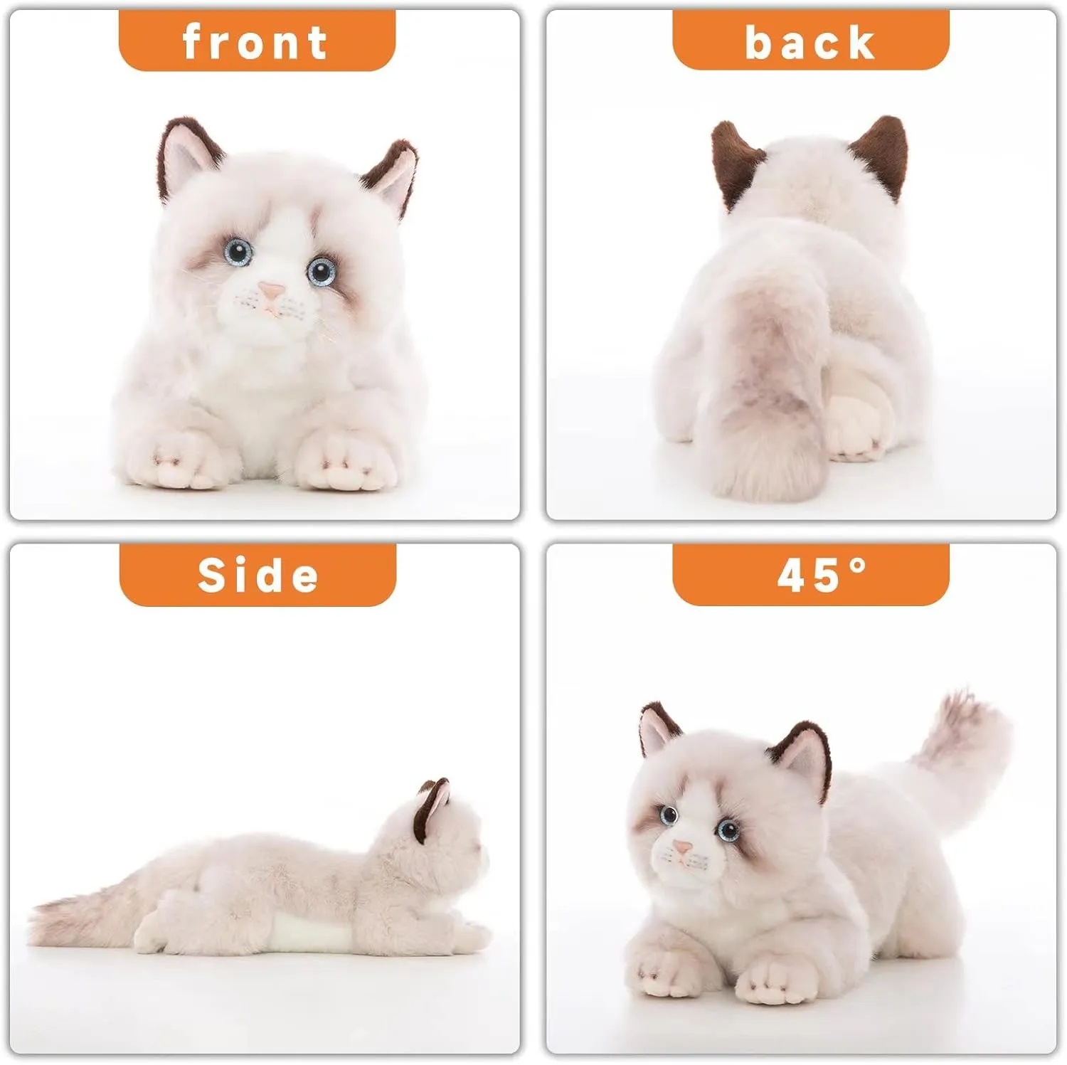 CU-MATE 20 Inch- Gray Ragdoll Cat Plush Stuffed Animal Toys -Realistic Ann Baker Cat Handmade Plush Toy Present Gift