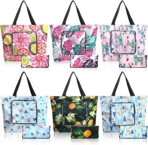 Cunno 6 Pcs Reusable Shopping Bags Washable Foldable Grocery Bags with Handles Heavy Duty Waterproof, 13.8 x 17.7 x 4.7 Inch