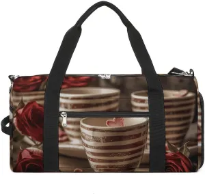 Cup on Table Gym Bag Sport Gym Tote Bag Lightweight Duffle Bag Carry On Weekender Bags for Women Men