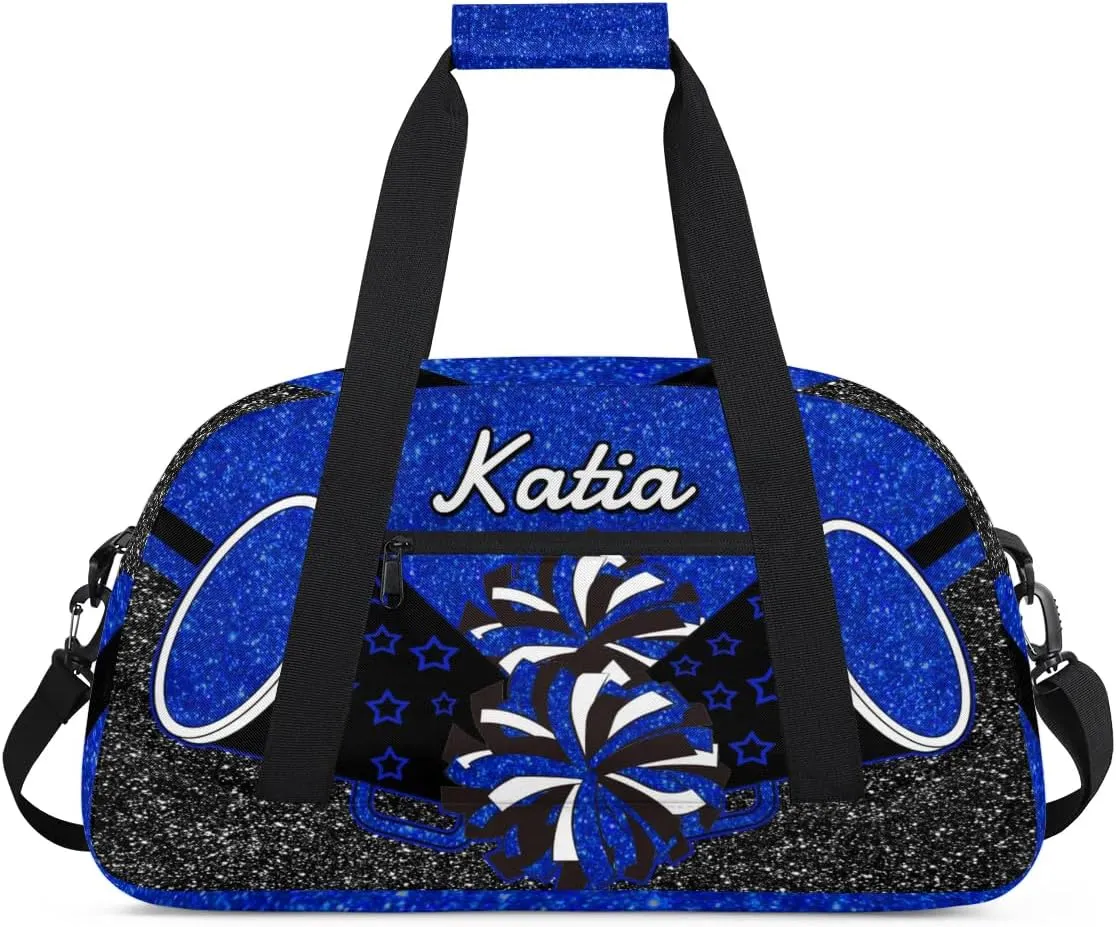 Custom Cheer Duffel Bag with Name Personalized Cheerleader Bag Sport Duffel Bag Customized Cheer Gifts Weekender Travel Bag, Blue