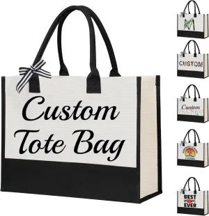 Custom Tote Bag for Women | Personalized Initial Canvas Tote Bag with Name - Customized Travel Bag Beach Tote Bag, Birthday Gift for Women Mom Teacher Nurse Sister Best Friend