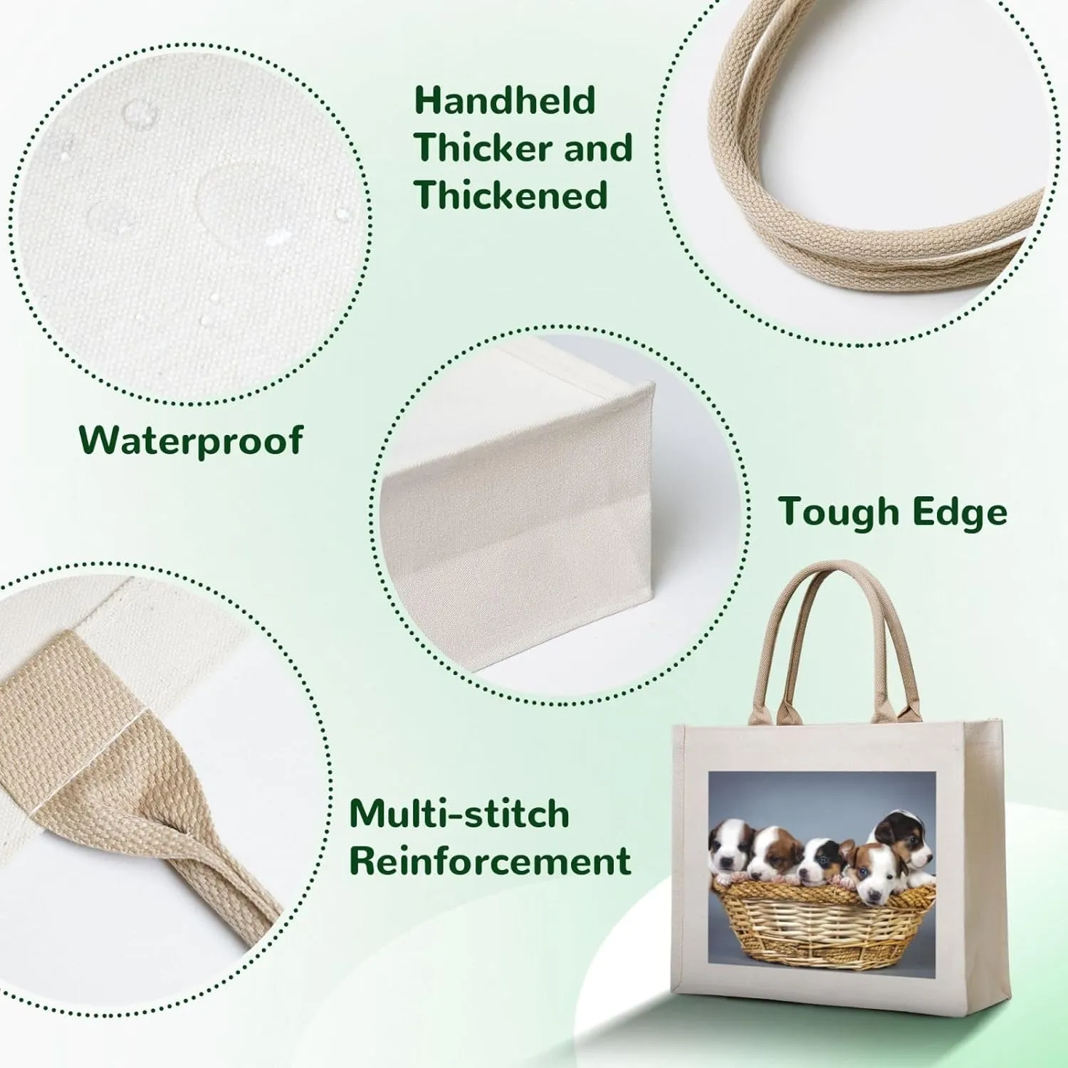 Custom Tote Bag Personalized Shopping Bags Add Photo Logo Text Double-sided Shoulder Bag Reusable Handbag for Women