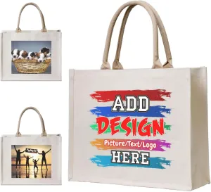 Custom Tote Bag Personalized Shopping Bags Add Photo Logo Text Double-sided Shoulder Bag Reusable Handbag for Women