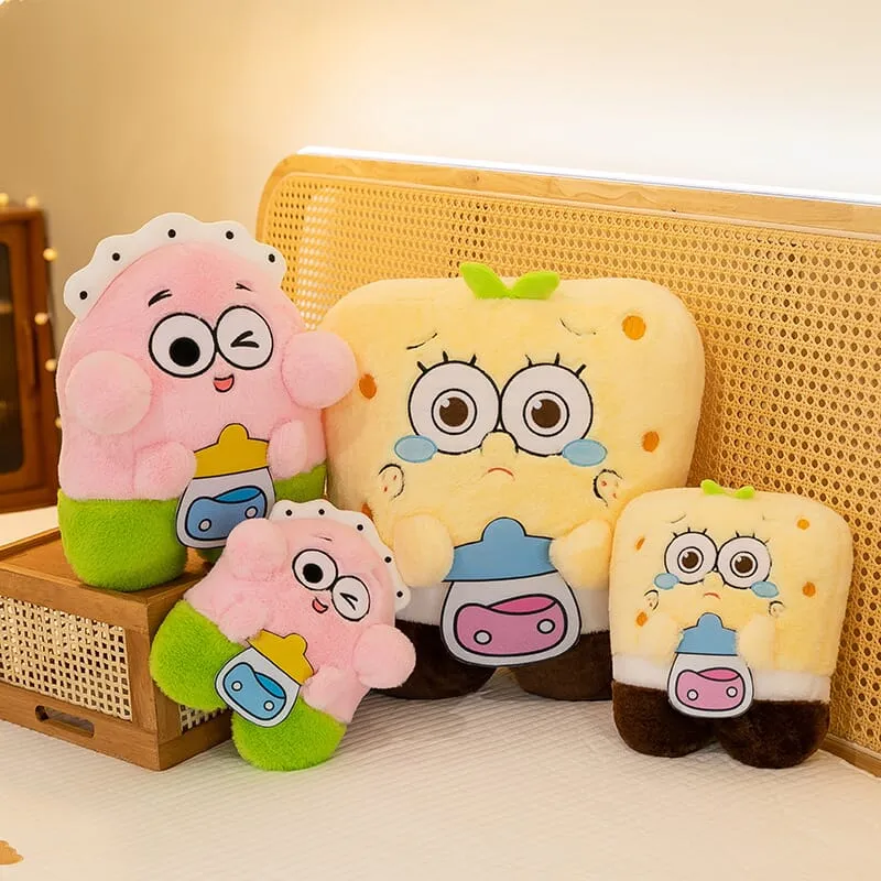 Cute Baby Bottle SpongeBob Patrick Plush Toy Doll(18006)