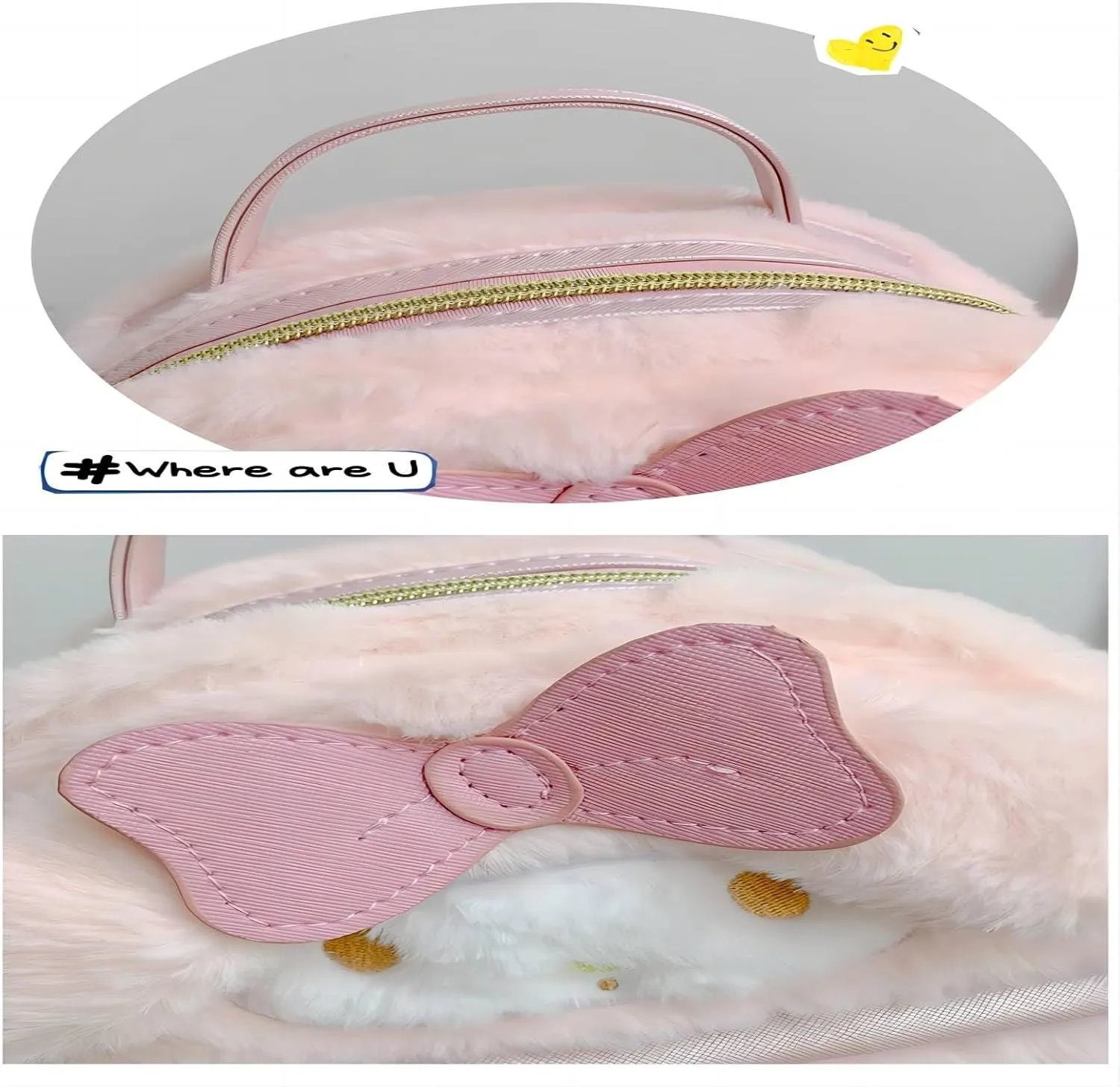 Cute Backpack, Fluffy Backpack, Lovely Schoolbag Kawaii Girl Backpack (Pink)