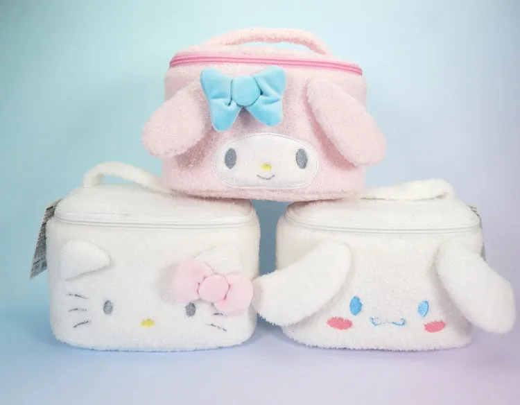 Cute Capacity Big Makeup Female Portable Plush Cosmetic Bags