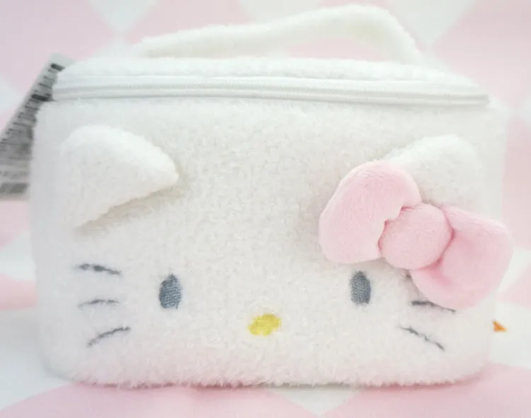 Cute Capacity Big Makeup Female Portable Plush Cosmetic Bags