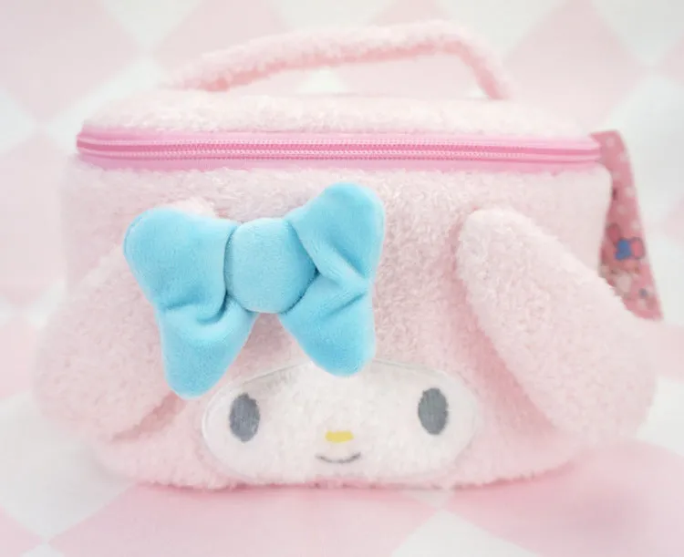 Cute Capacity Big Makeup Female Portable Plush Cosmetic Bags