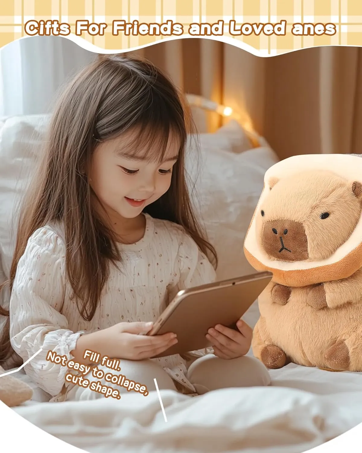 Cute Capybara Plush Soft Capybara Plushie Pillow with Kawaii Capybara Stuffed Animals Toy for Kids Girls Adults Birthday Gifts and Home Decor 12 inch (Kawaii Capybara Plush)