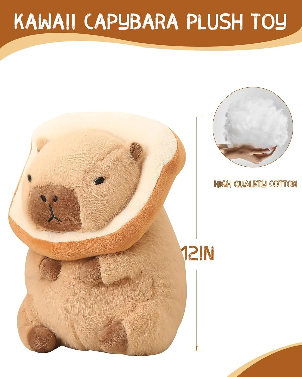 Cute Capybara Plush Soft Capybara Plushie Pillow with Kawaii Capybara Stuffed Animals Toy for Kids Girls Adults Birthday Gifts and Home Decor 12 inch (Kawaii Capybara Plush)
