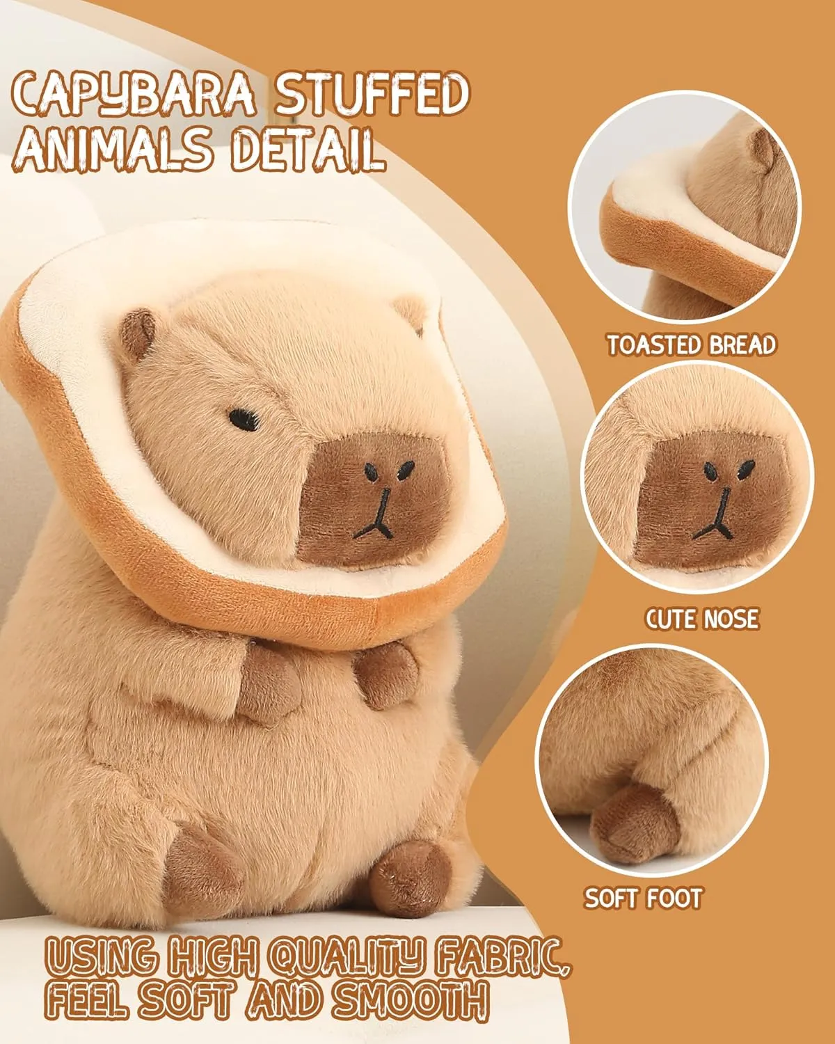 Cute Capybara Plush Soft Capybara Plushie Pillow with Kawaii Capybara Stuffed Animals Toy for Kids Girls Adults Birthday Gifts and Home Decor 12 inch (Kawaii Capybara Plush)