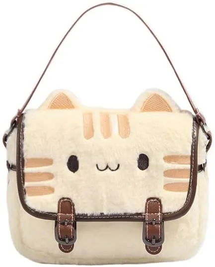 Cute Cat Plush Small Bag High Value Cartoon Doll Handbag Crossbody Bag