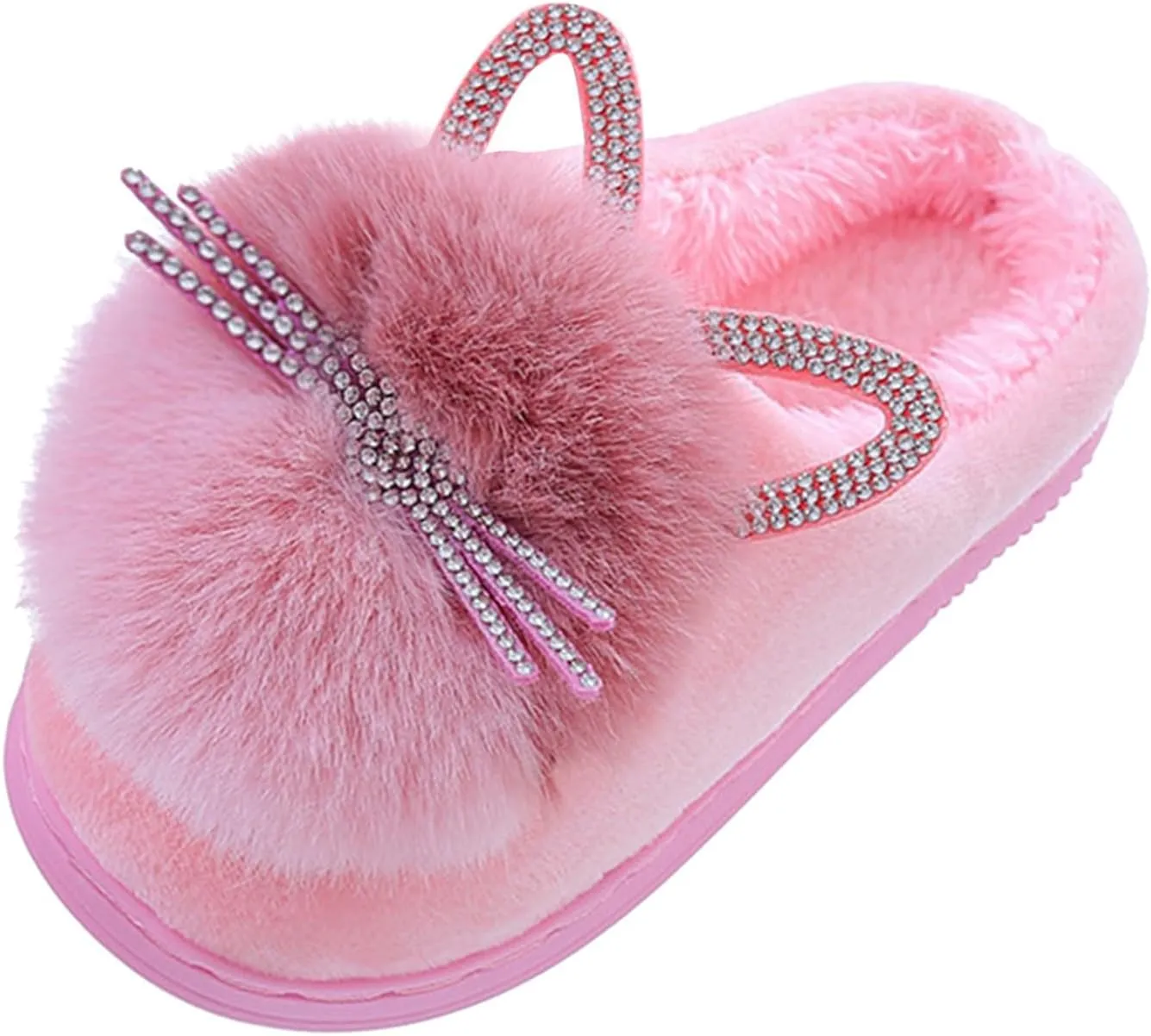 Cute Cat Slippers for Kids Warm Plush Winter Cotton Furry House Slipper Girls Boys Cartoon Shoes