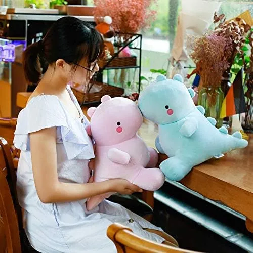 Cute Dinosaur Plush Toys, Fat Dinosaur Stuffed Animals Dolls, Soft Plush Dino Plushie, Birthday Gifts for Kids Girls Boys Pink 12 inch